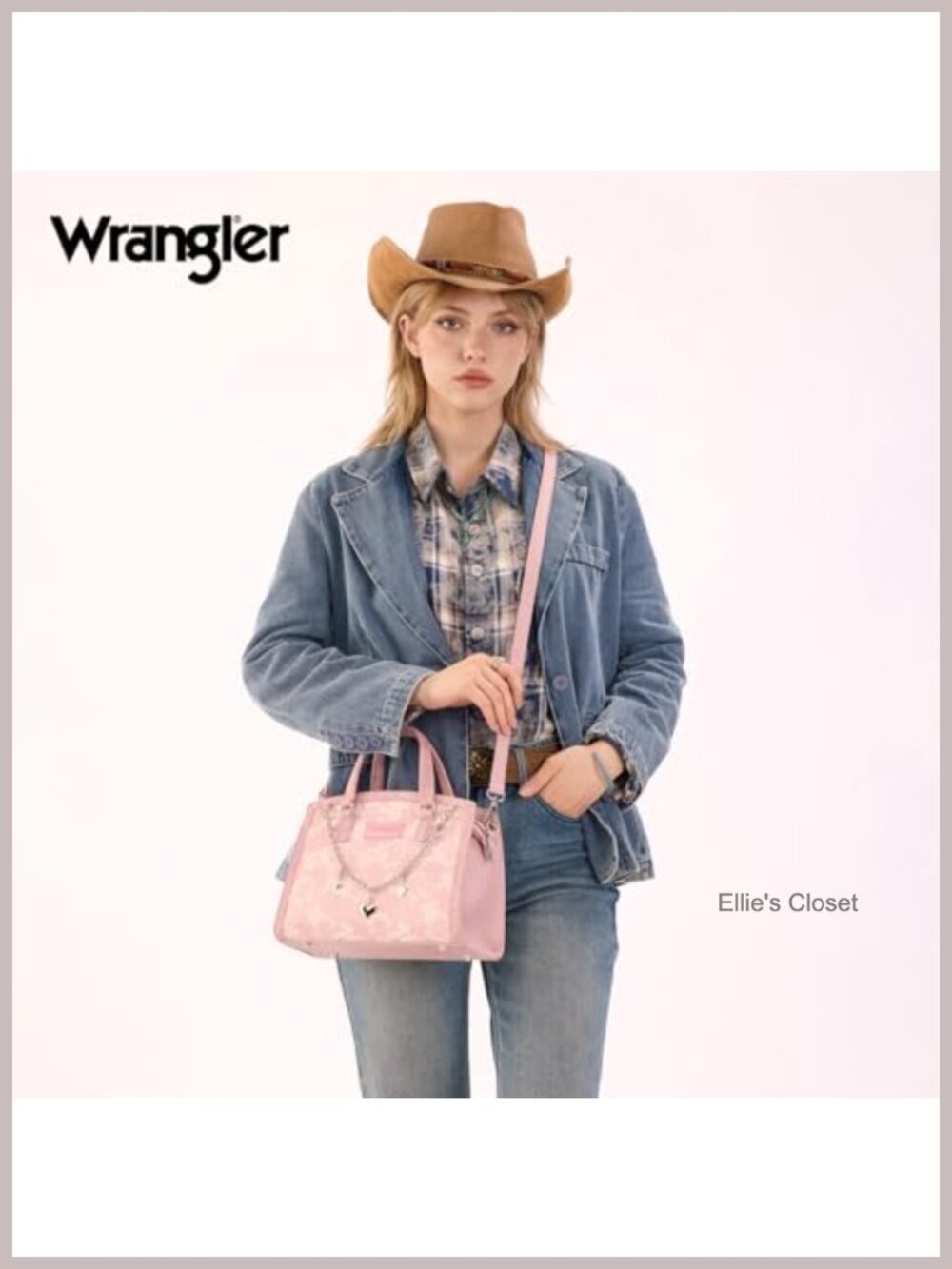 Wrangler Lace Tote Bag for Women, Medium Satchel Purse with Floral Lace, Faux - Picture 2 of 6